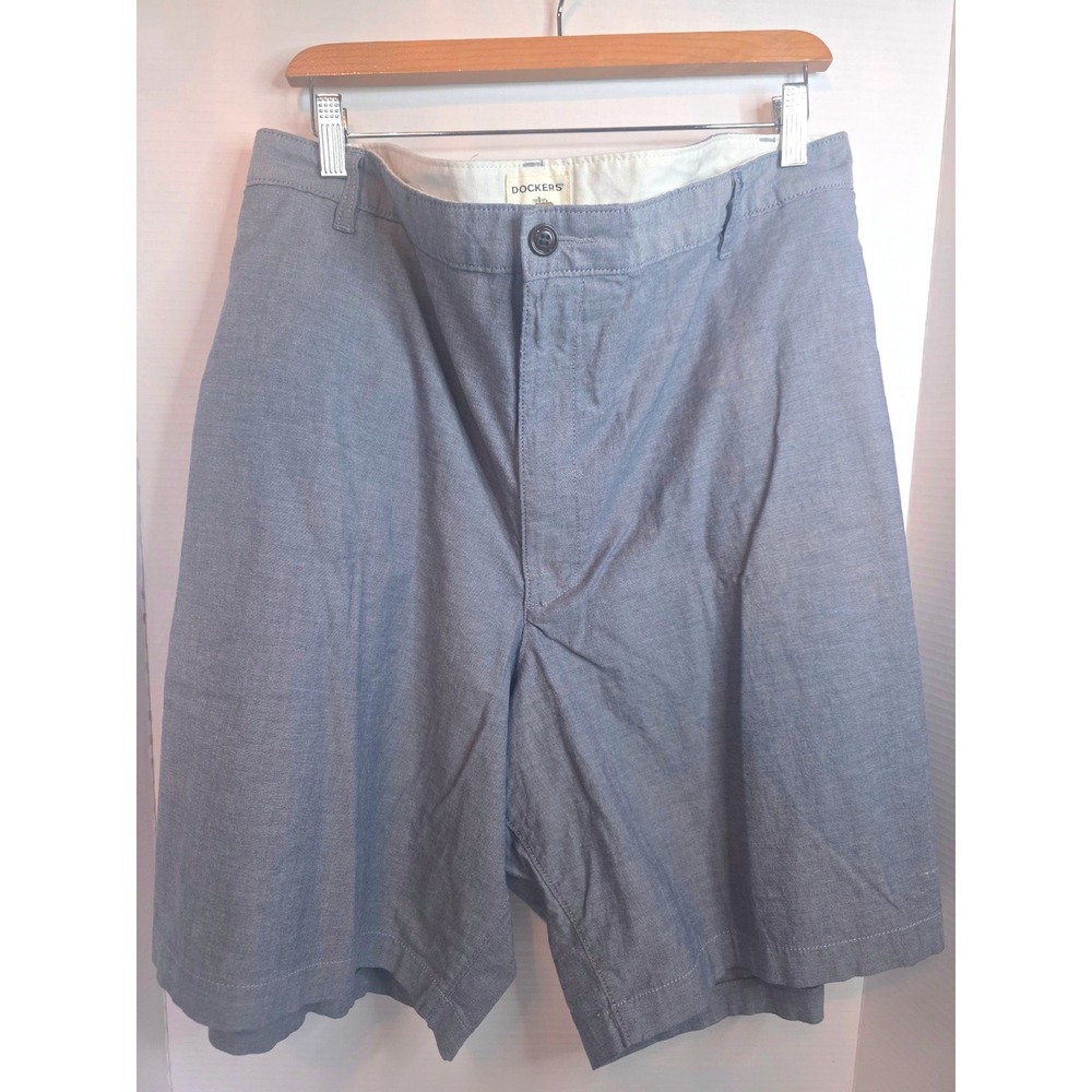 Dockers Mens Blue Chambray Casual Shorts Size 56 W56 3423 Light Blue Summer